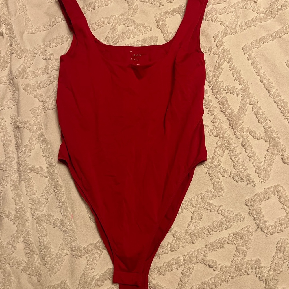 a new day Red Bodysuit V-Neck High-Cut never worn